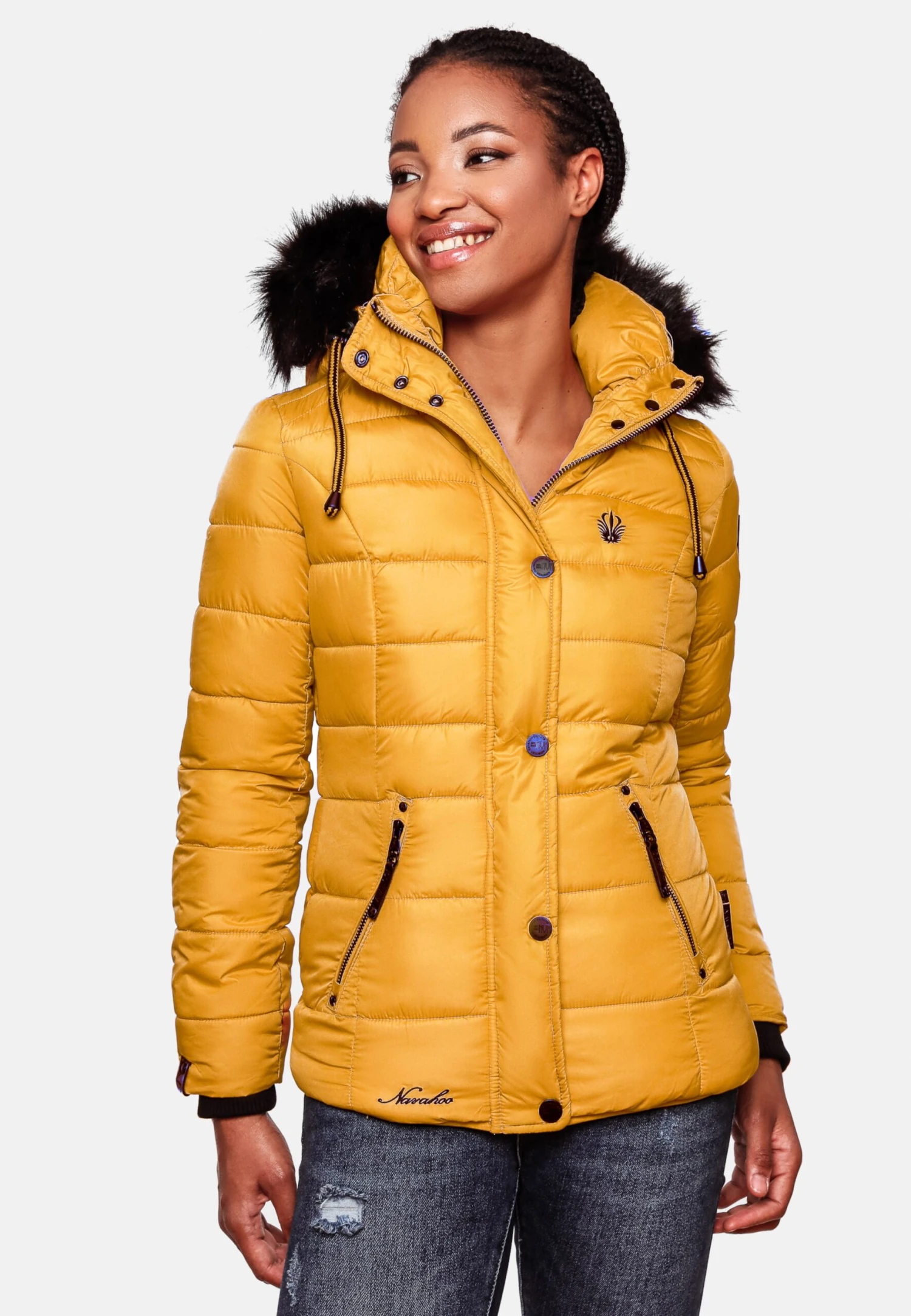 Navahoo Winterjassen Winterjas Zuckerbiene Dames Geel 4 Navahoo Winterjassen Winterjas Zuckerbiene Dames Geel - Afbeelding 2