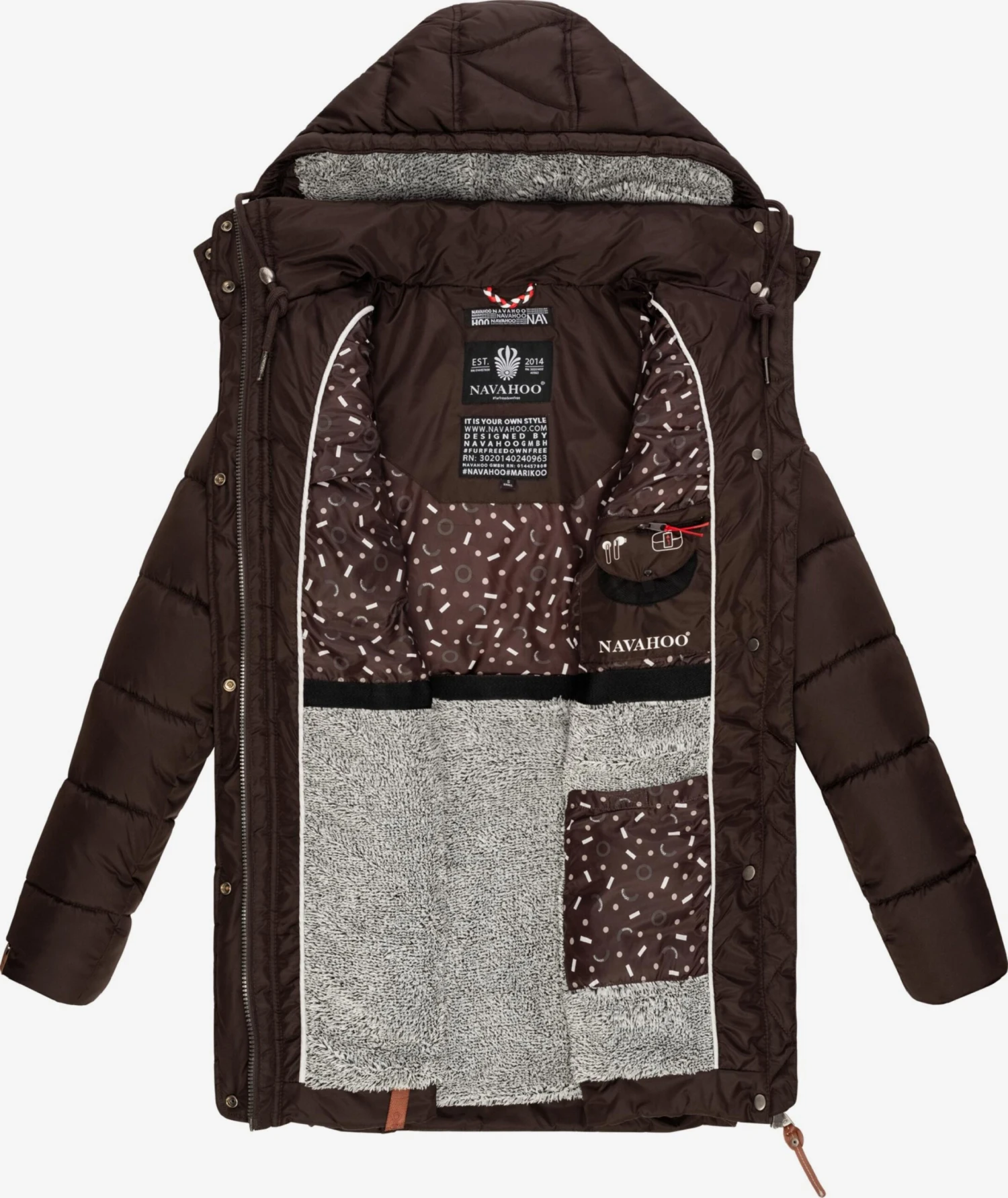 Navahoo Wintermantels Wintermantel Dalie Dames Chocoladebruin 7 Navahoo Wintermantels Wintermantel Dalie Dames Chocoladebruin - Afbeelding 5