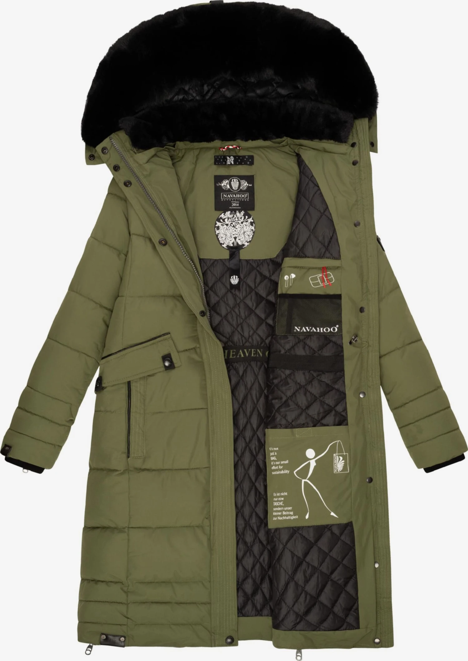 Navahoo Wintermantels Wintermantel Fahmiyaa Dames Kaki 8 Navahoo Wintermantels Wintermantel Fahmiyaa Dames Kaki - Afbeelding 6