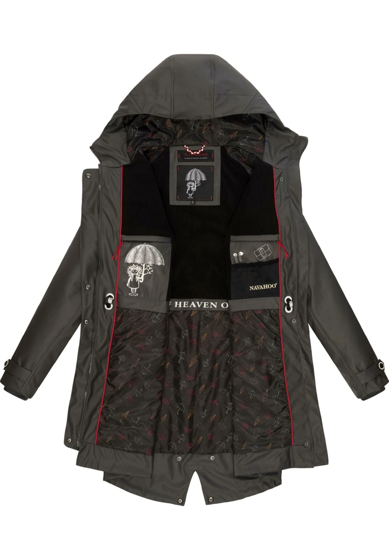 Navahoo Rainy Flower - Parka - Dark Grey 6 Navahoo Rainy Flower - Parka - Dark Grey - Afbeelding 4