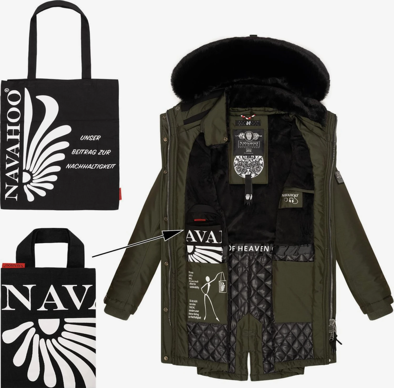 Navahoo Outdoor Jassen Functionele Jas Tiniis Dames Kaki 6 Navahoo Outdoor Jassen Functionele Jas Tiniis Dames Kaki - Afbeelding 4