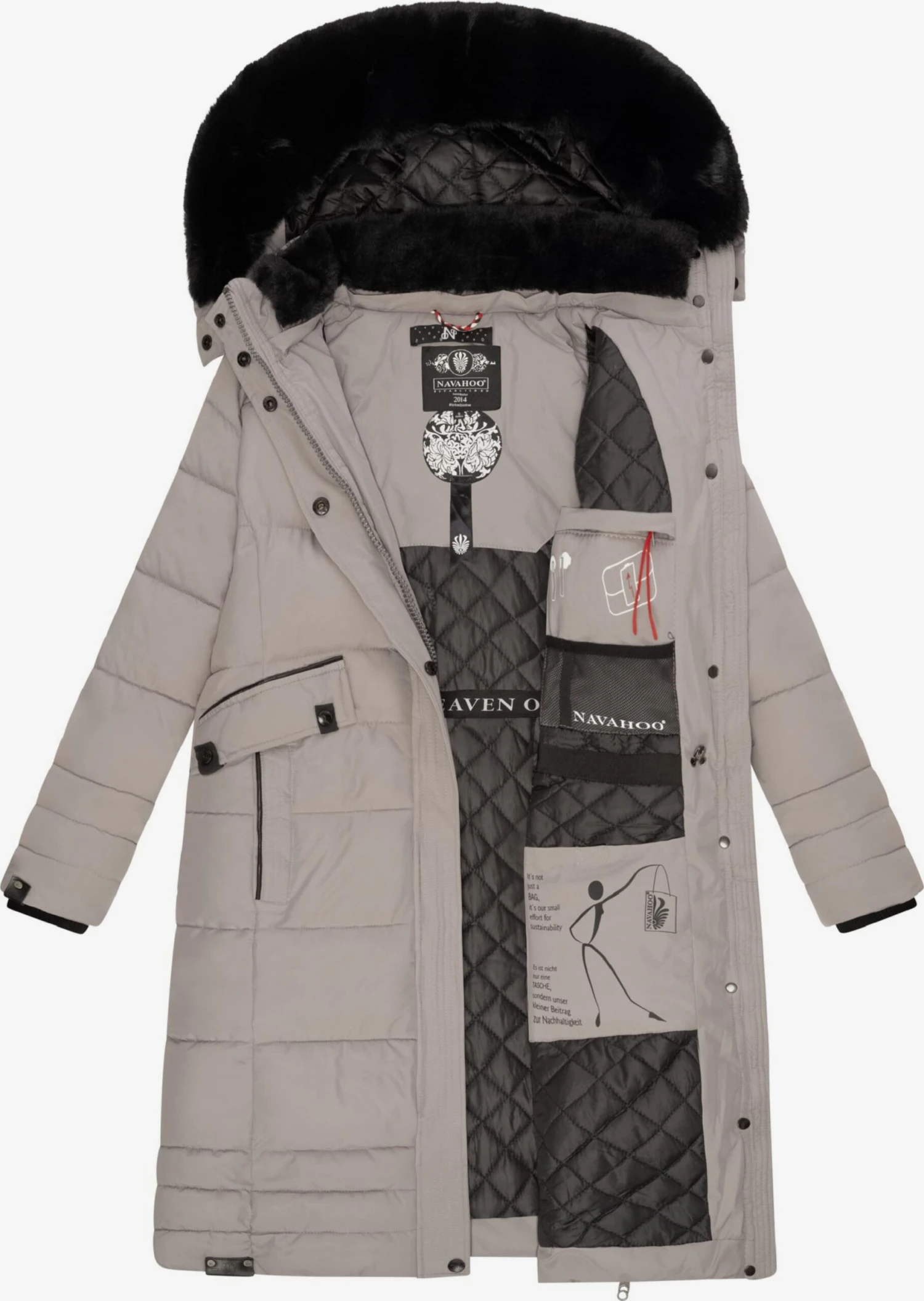 Navahoo Wintermantels Wintermantel Fahmiyaa Dames Stone Grey 8 Navahoo Wintermantels Wintermantel Fahmiyaa Dames Stone Grey - Afbeelding 6